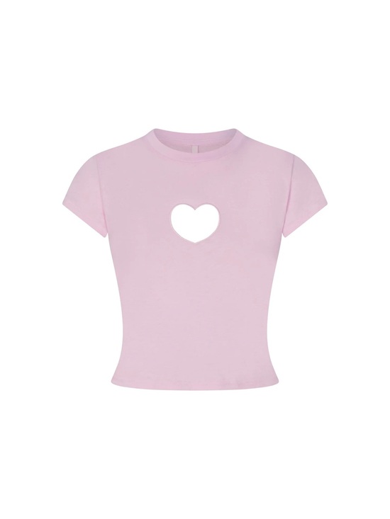 SKIMS Tops - SKIMS Light Pink Short Sleeve Tee with Heart Cutout